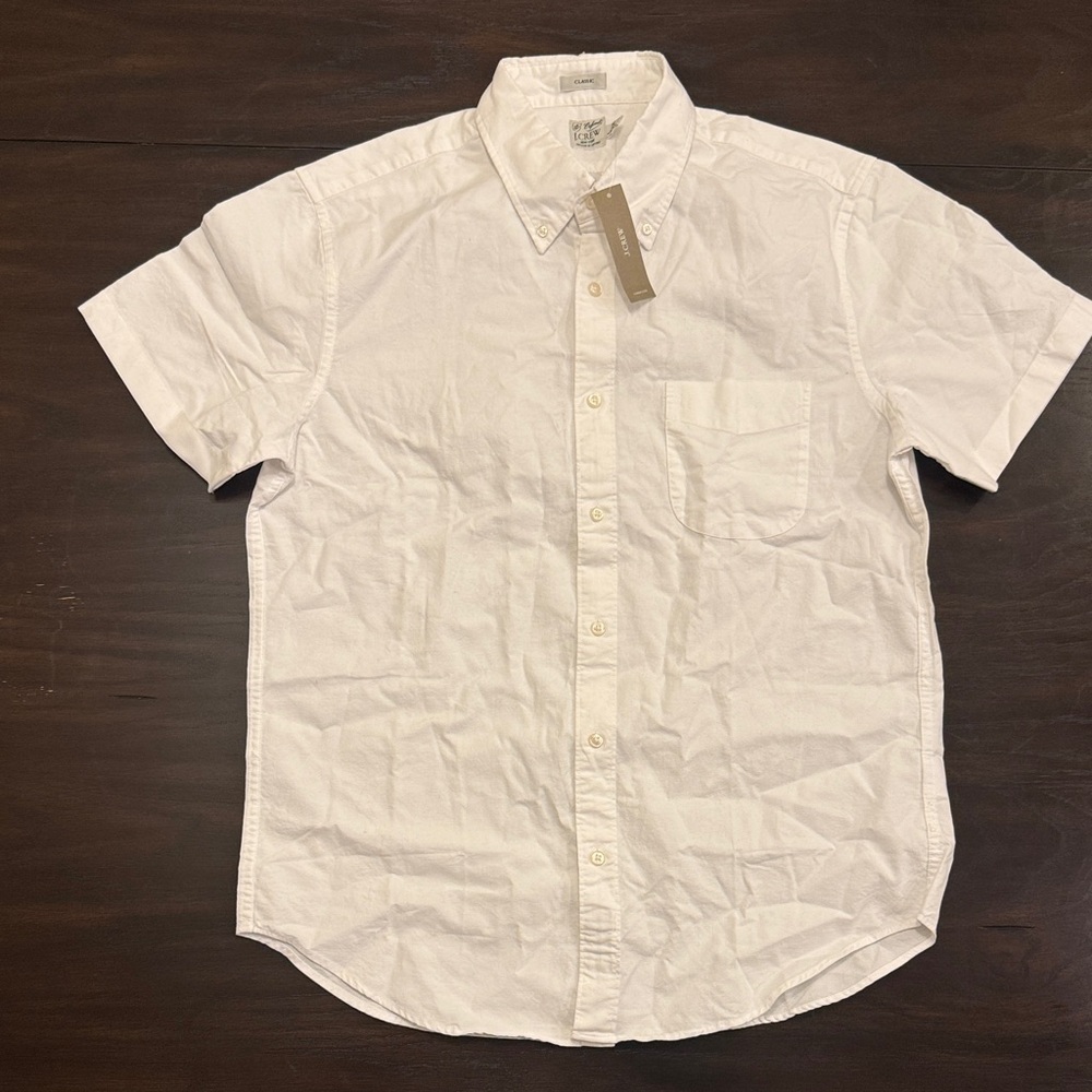 J. Crew Men's White Casual Button Down Shirt